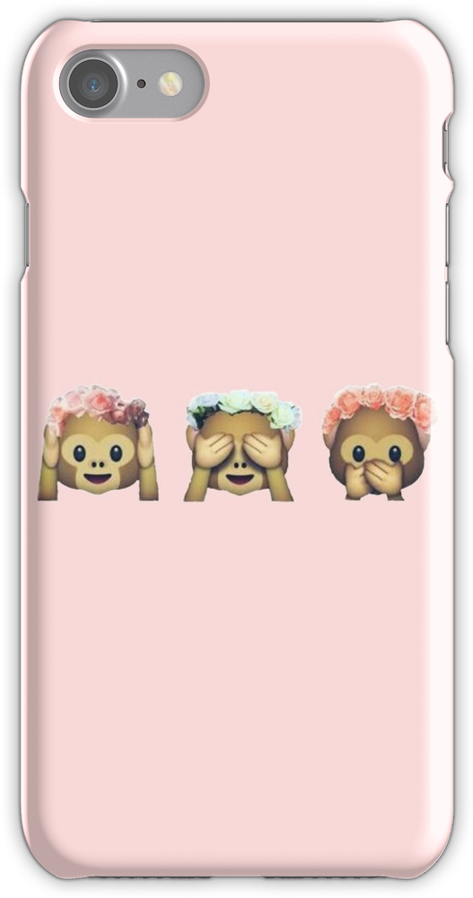 Monkey See No Evil Hipster Flower Crown Emoji Iphone - Iphone 5 5s Se Case,fashion Lovely Monkey Emoji Case,premium (750x1000), Png Download