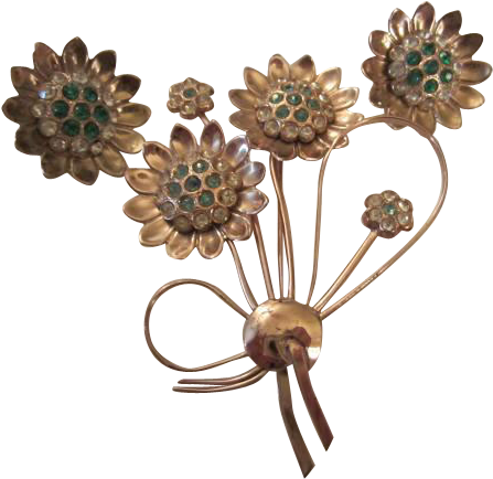 Gorgeous Corocraft Sterling Vermeil Retro Flower Vintage - Artificial Flower (446x446), Png Download