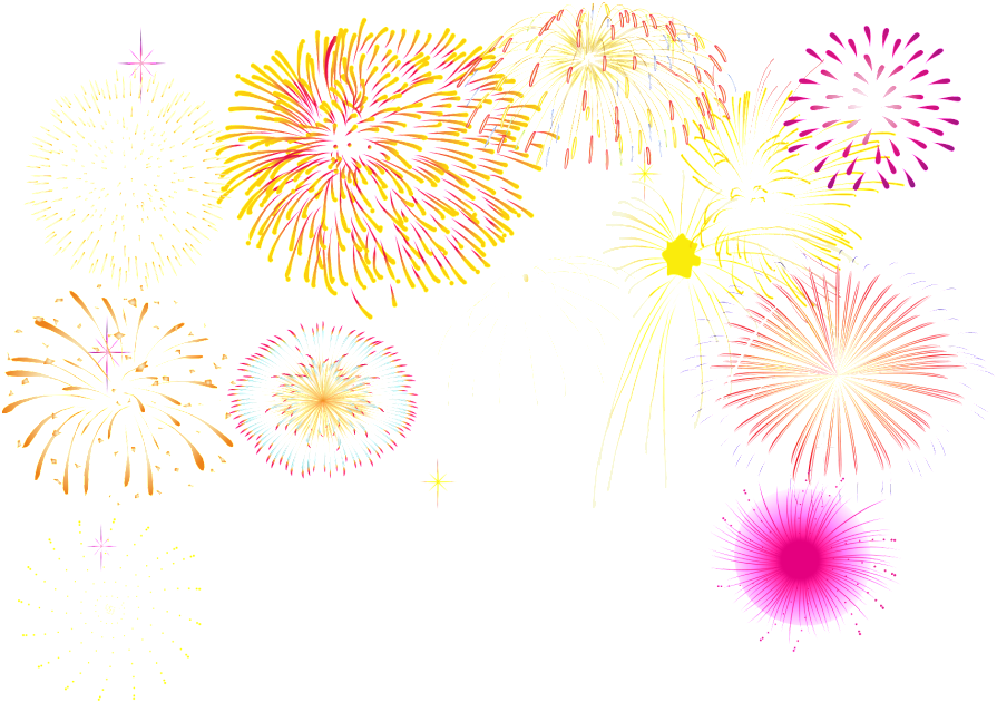 Festive Holiday Fireworks Decoration Vector - Download (1024x954), Png Download