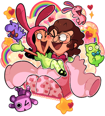 Frond And Louise In A Surreal Fluff Landscape - Bob's Burgers Louise Fan Art (500x527), Png Download