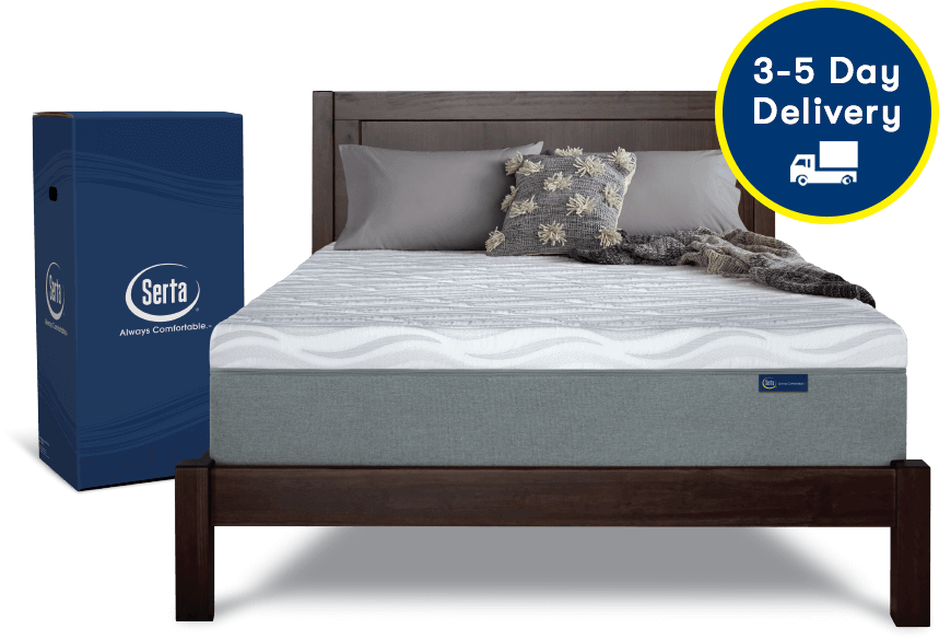 Mattress In A Box On A Bed Fram - Serta (859x585), Png Download