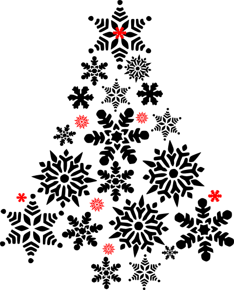 Original Png Clip Art File Snowflake Tree Black And (480x594), Png Download
