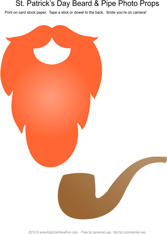 Patrick's Day Beard & Pipe Photo Booth Props - St Patricks Day Photo Booth Props (546x752), Png Download