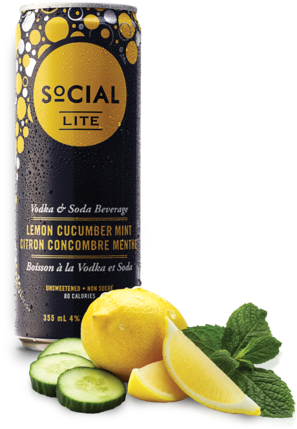 Crisp And Refreshing, With The Taste Of A Fresh Squeezed - Social Lite Lemon Cucumber Mint (300x435), Png Download
