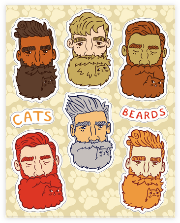 Cat Beards Sticker/decal Sheet - Cat Beard T Shirt (484x484), Png Download