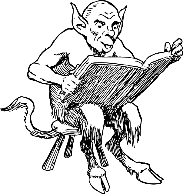 Free Download Public Domain Demon Clipart Lucifer Devil - Devil Reading A Book (604x640), Png Download