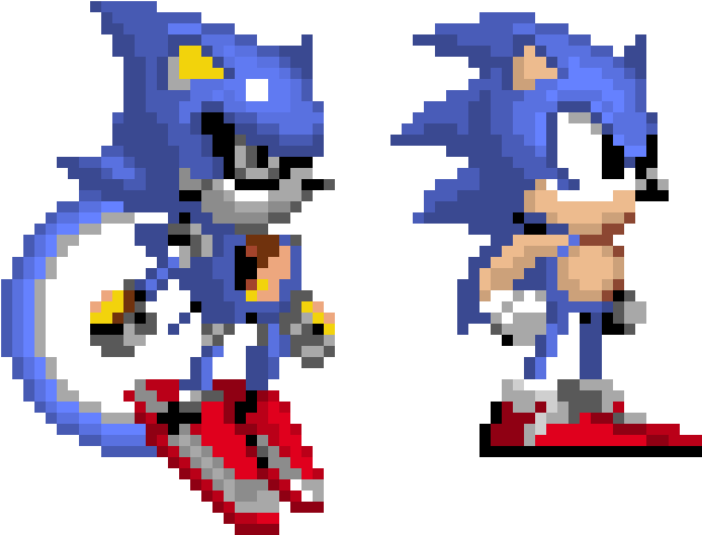 Metal Metal Sonic And Sonic - Metal Sonic Pixel Art (680x580), Png Download