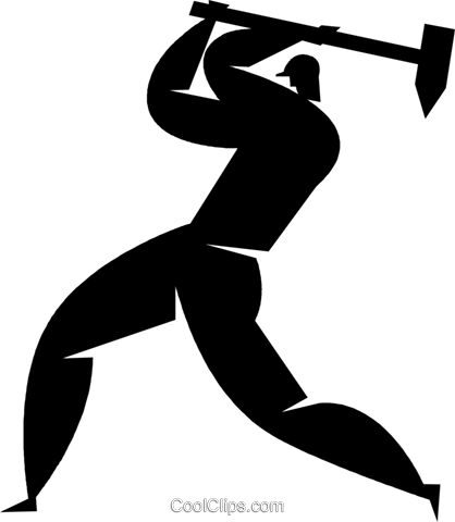 Person Using A Sledge Hammer Royalty Free Vector Clip - Hammer (418x480), Png Download