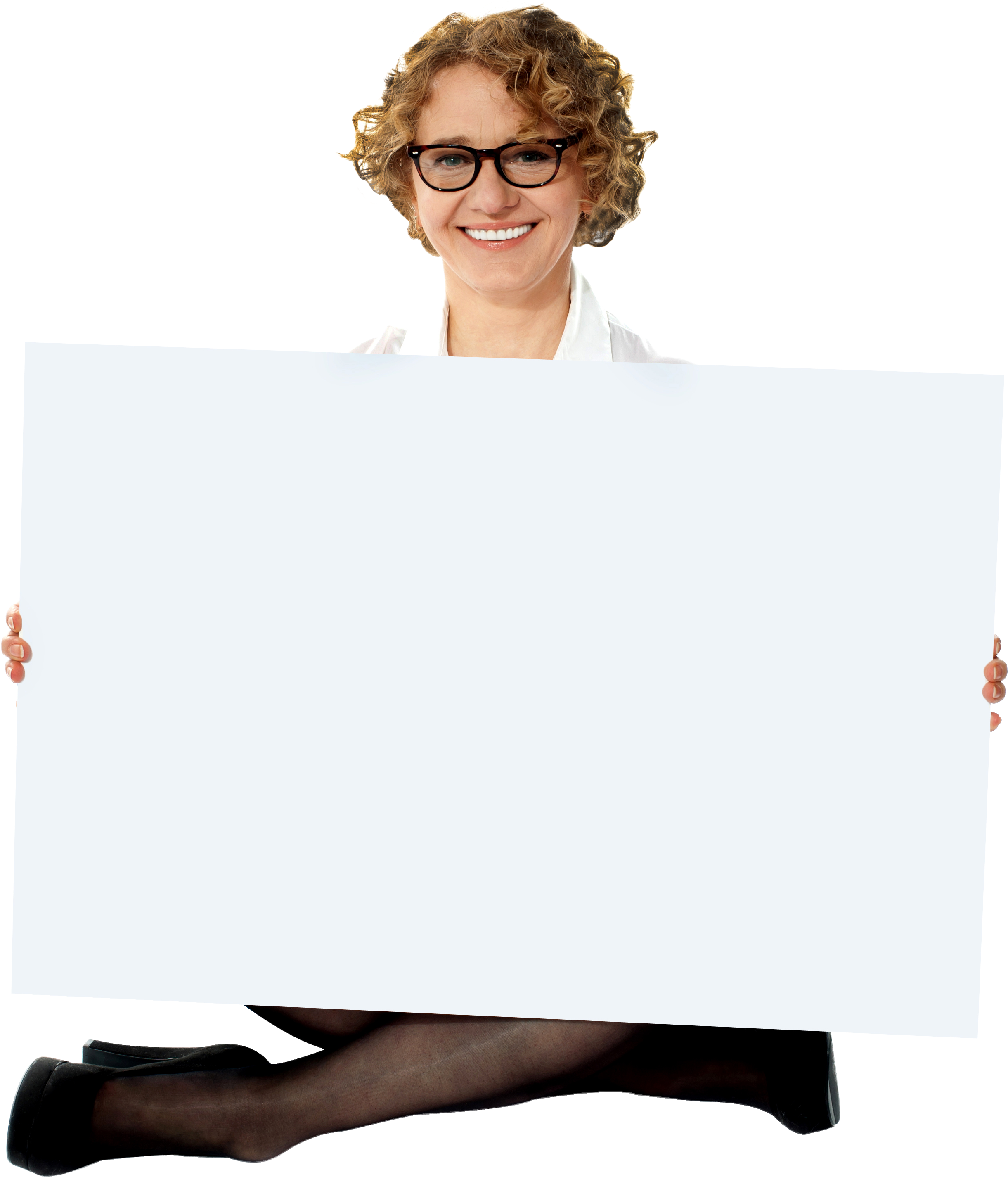 Girl Holding Banner - Women Holding A Banner (3360x3554), Png Download