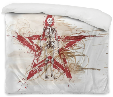 Skeleton Sketch & Red Grunge Star, Floral Calligraphy - Hmwr Music Tapestry Wall Hanging Art Music Ornamental (400x400), Png Download