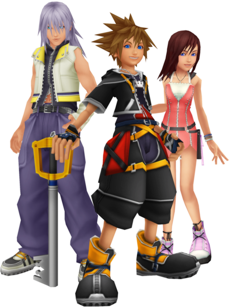 Sora Kairi And Riku The Keyblade Trio - Kingdom Hearts 2 Sora Riku Kairi (772x1035), Png Download