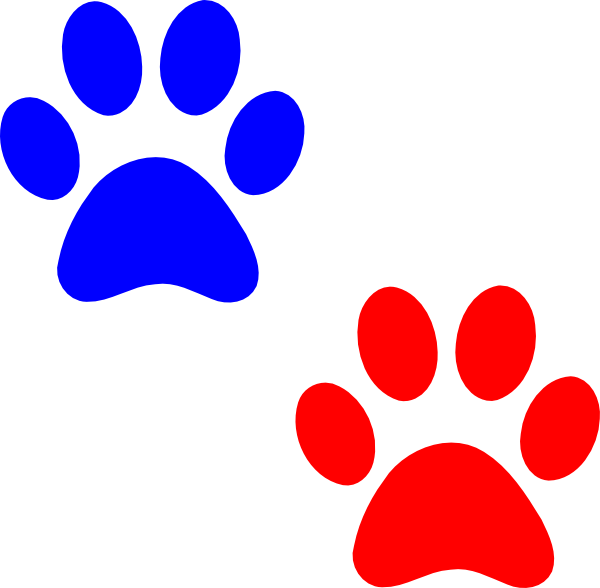 Red And Blue Paws (600x588), Png Download
