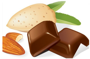 Chocolate Pieces And Almonds Composition - Clip Art (400x400), Png Download