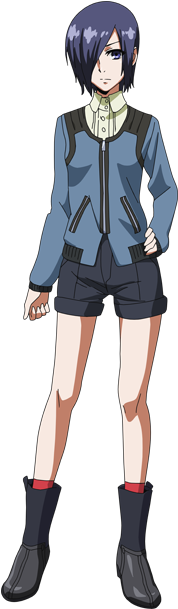 Touka Anime Design Front View - Tokyo Ghoul Kirishima Touka Cosplay Wig (376x627), Png Download