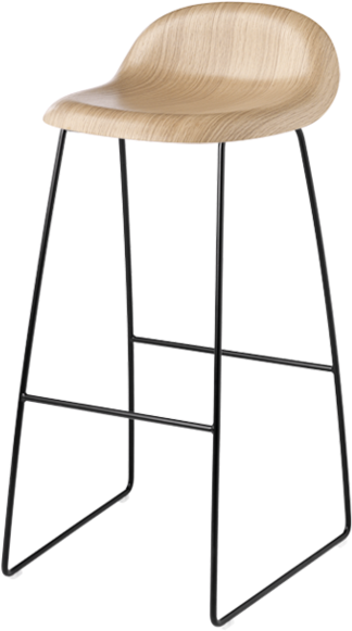 Gubi 3 Barstool - Gubi 3d Sled Base Stool Wood (555x600), Png Download