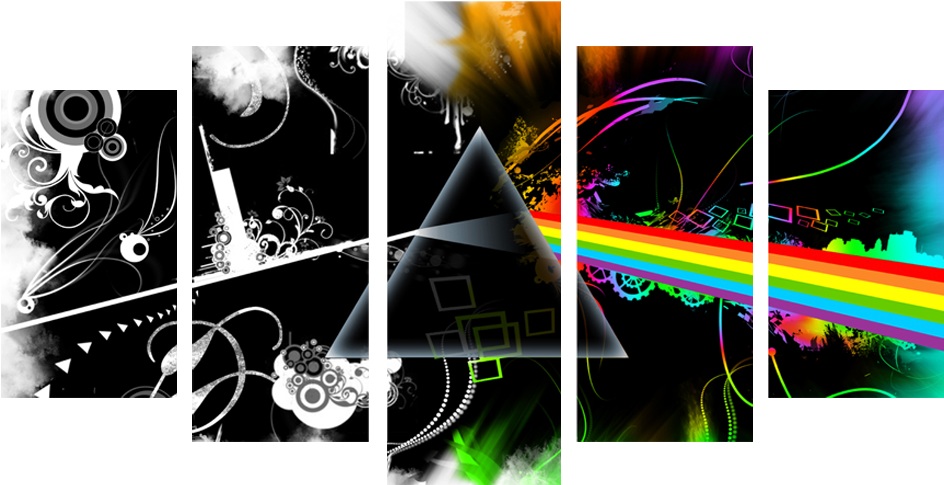Rainbow In The Dark 5 Piece Canvas - Pink Floyd Rock Band Art 32x24 Poster Decor (1000x1000), Png Download