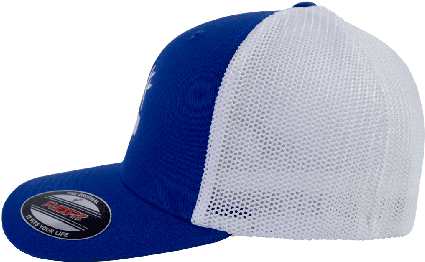 Sportsman Flex Fit Cool Mesh Fishing Hat - Blue And White Fitted Mesh Hat (428x428), Png Download