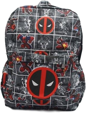 Deadpool Cartoon School Backpack - Marvel Deadpool Laptop Bag (350x420), Png Download