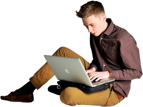 Laptops - Person With Laptop On Lap (500x374), Png Download