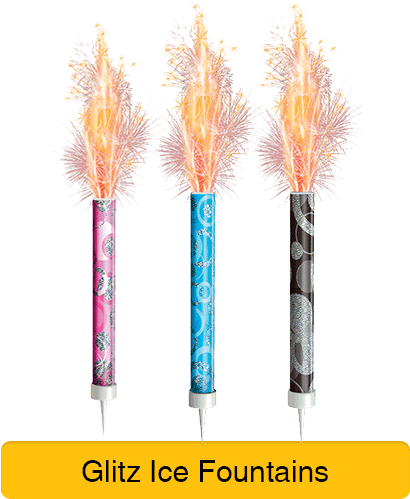 Glitz Ice Fount Party Cannons, Twist Poppers - Glitz Black Birthday Fountain Candles, Pack Of 3 (500x500), Png Download