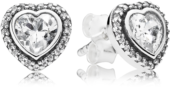 Earrings Pandora Button 290736cz Woman Silver Heart - Sparkling Love Earring Studs - Pandora (999x999), Png Download