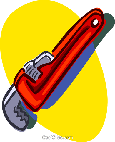 Monkey Wrench Royalty Free Vector Clip Art Illustration - Wrench (391x480), Png Download