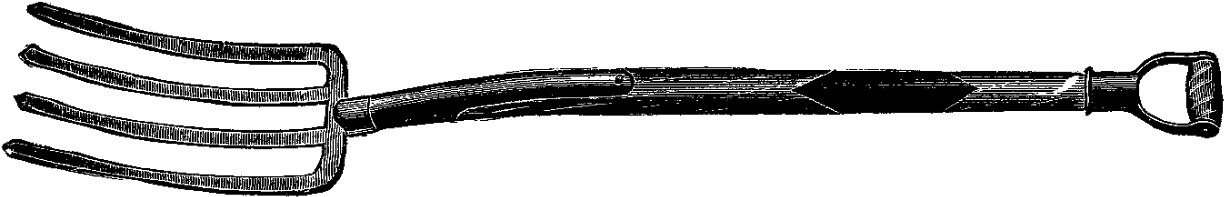 Fork Clipart - Garden Fork Clipart Black And White (1600x527), Png Download