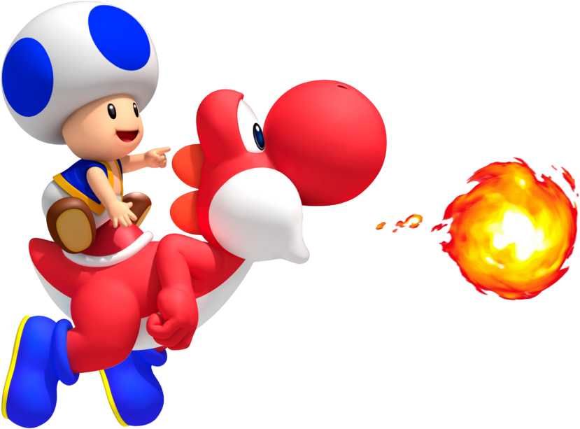 Fire Yoshi - New Super Mario Bros. Nintendo Wii (900x638), Png Download