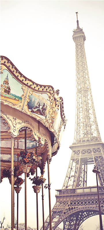 Eiffel Tower Carousel Door Mural Buildings & Landmarks - Eiffel Tower Carousel (800x800), Png Download