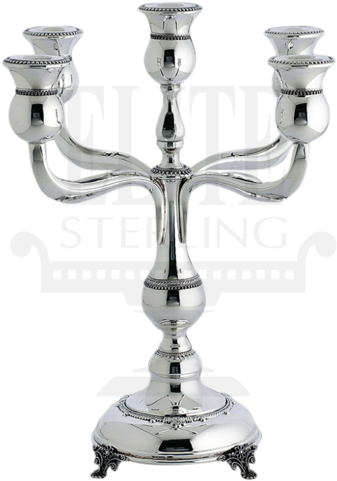 Close Filigree Silver Candelabra 5 Light - Silver (585x780), Png Download