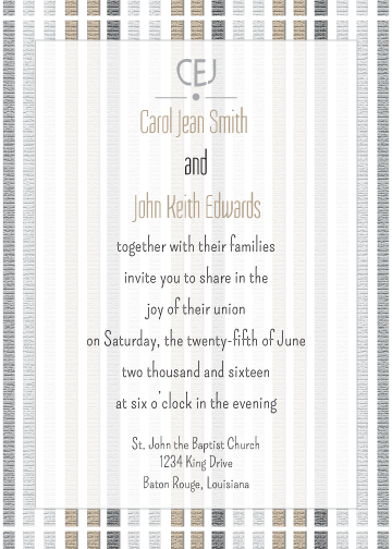Tan And Black Striped Invitation - Document (360x504), Png Download