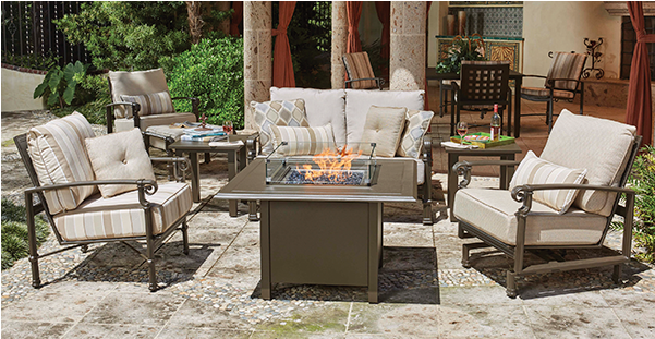 Spartan Deep Seating Lounge Group And Spartan Fire - Woodard Spartan Cast Aluminum 4 Person Cushion Conversation (600x400), Png Download