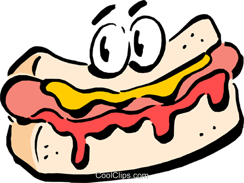 Cartoon Hotdog Royalty Free Vector Clip Art Illustration - Cartoon Hot Dog Moving (480x361), Png Download