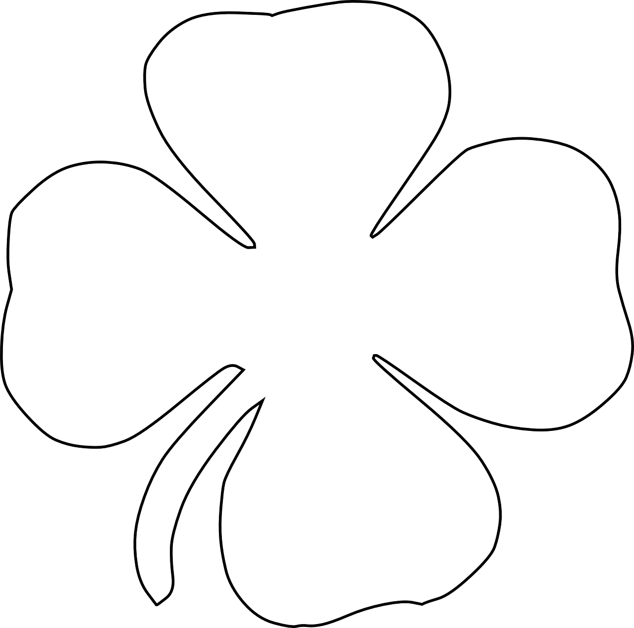 Jetel, Čtyřlístek, Štěstí, Shamrock, Trefoil, Rostlin - Clover Outline Clip Art (1280x1268), Png Download