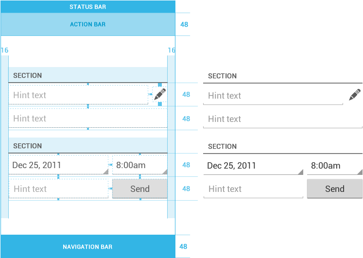 Form Dimensions And Spacing - Android Form Layout Design (759x536), Png Download