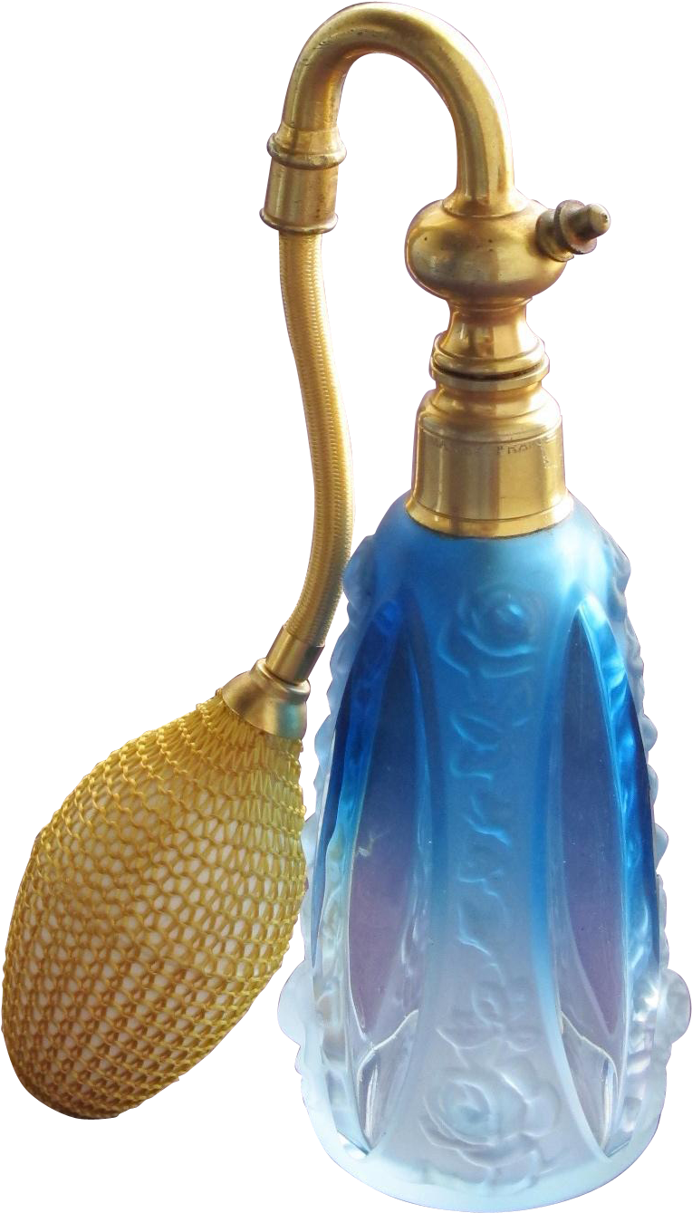 Crystal French Perfume Bottle Atomizer With Roses And - Blue Perfume Bottle Png (1338x1338), Png Download