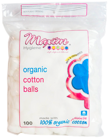 Maxim Organic Cotton Balls, 100ct - Maxim Hygiene Products, Ultra Thin Winged Pads, Regular, (470x465), Png Download