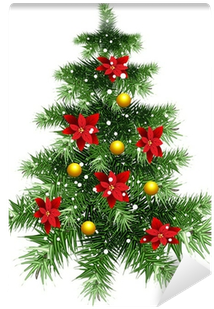 Fluffy Green Christmas Tree With Ornaments Wall Mural - Новогодняя Елка На Прозрачном Фоне (400x400), Png Download
