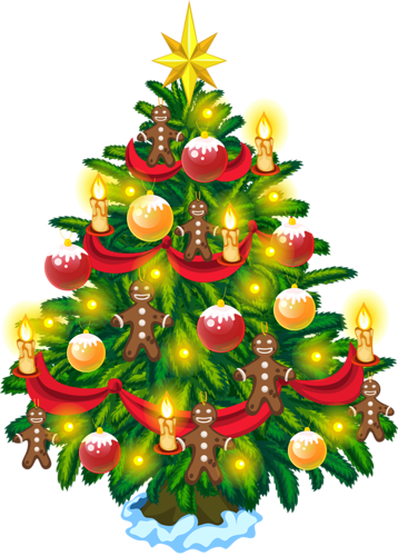 Christmas Tree Clipart, Christmas Tree Wreath, Christmas - Christmas Tree (358x500), Png Download