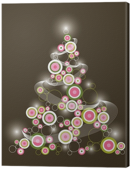 Retro Circle Pink Green Christmas Tree Canvas Print - Pink Christmas Tree (400x400), Png Download