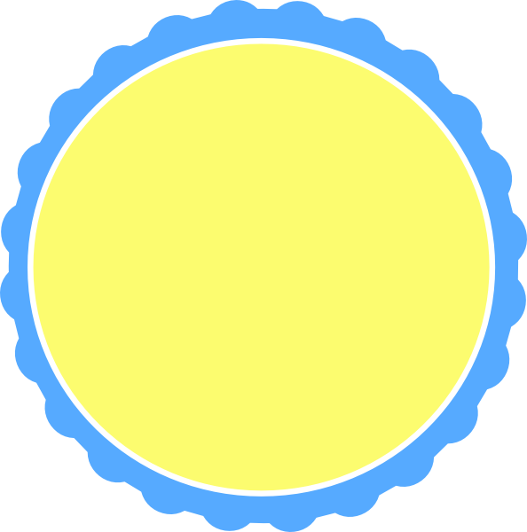 Blue & Yellow Scallop Circle Frame Svg Clip Arts 594 (594x600), Png Download