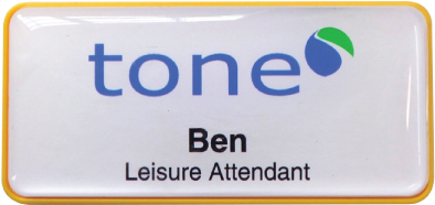 H4 Namebadge In A Yellow Frame, Domed C21 (560x560), Png Download
