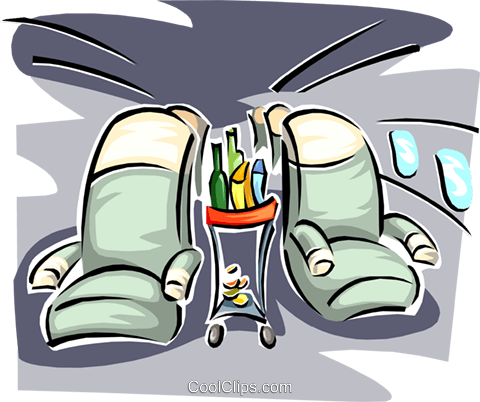 Airplane Travel With Seats And Food Cart - Airplane Food Cart Clip Art (480x402), Png Download
