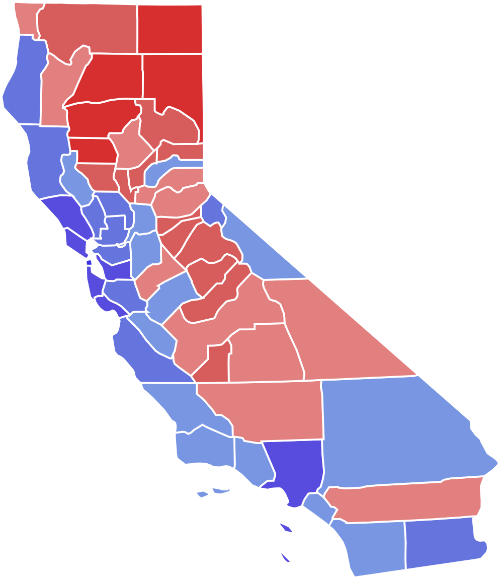 California 2016 Election Results By County (1200x1344), Png Download
