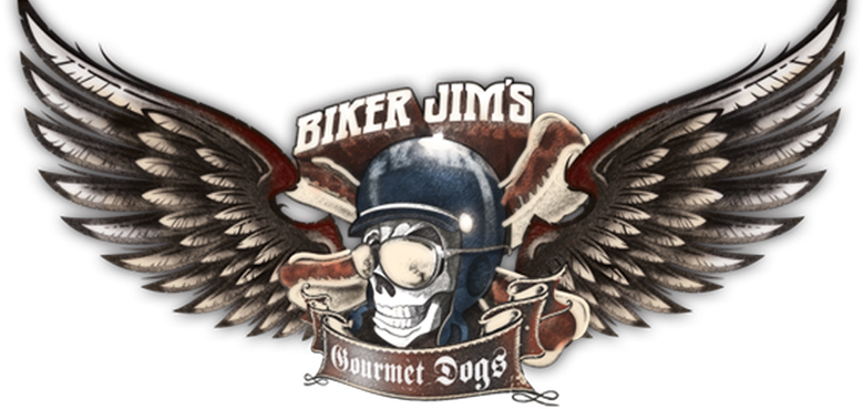 Biker Jim's Gourmet Dogs - Biker Jim's Gourmet Dogs Logo (779x369), Png Download