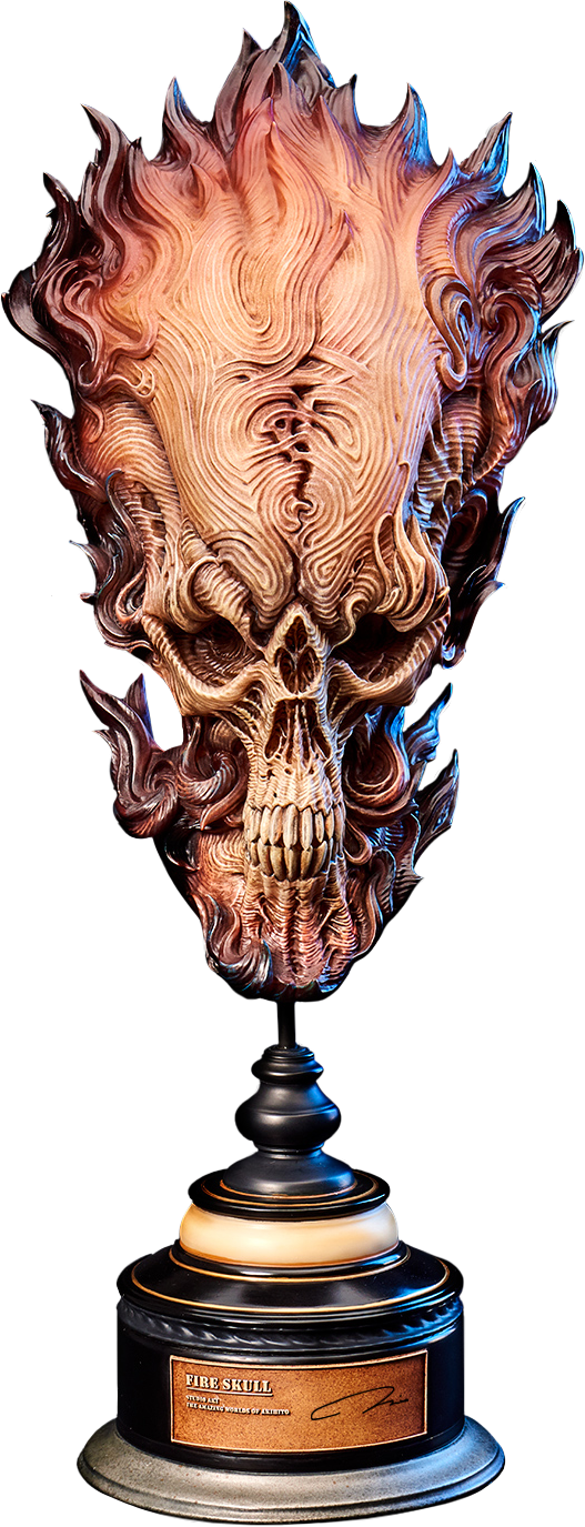 Fire Skull - Carving (527x1375), Png Download