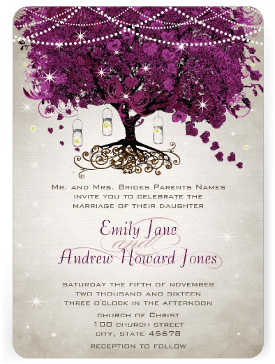 Heartleaf Masonjar - Leuchtende Lila Romantische Herz-blatt-hochzeit Karte (562x562), Png Download