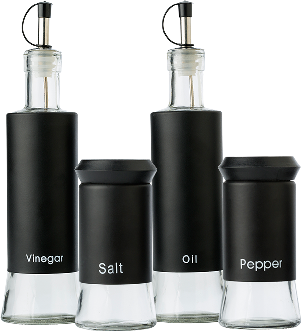 Main - Eco - 4 Piece Glass Oil & Vinegar Holder, Salt (700x700), Png Download