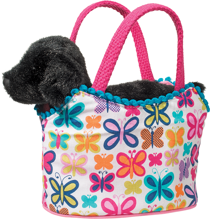 Butterfly Sassy Pet Sak With Black Lab - White Michael Miller Fabric Colorful Cute Butterflies (1000x1000), Png Download