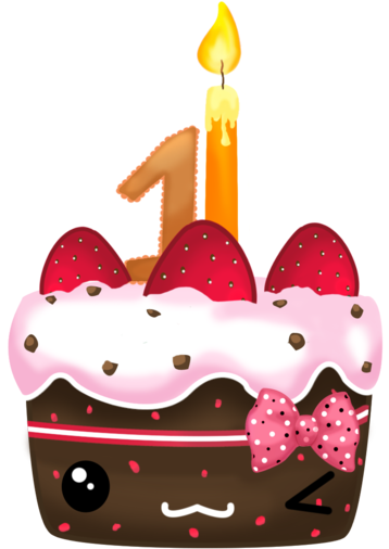 Bday By Bunnyandi On Deviantart - Kawaii Birthday Cake Png (400x538), Png Download